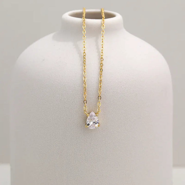 Teal Blue Water Drop Pendant Necklace