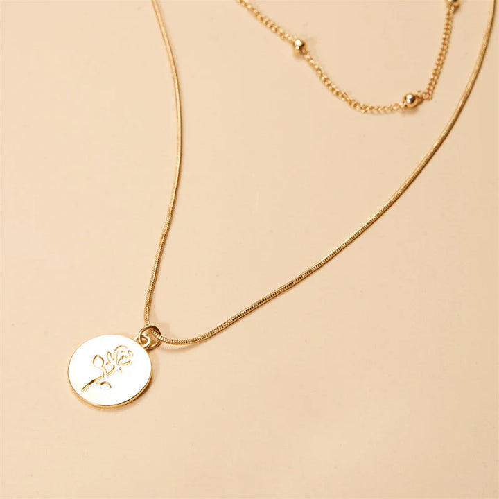 Women Multi-Layer Necklace Simple Rose Versatile